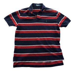 Polo Ralph Lauren Mens Polo Shirt Large Navy Red Striped Short Sleeve Classic